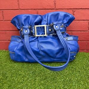 Vtg Y2K Wilsons Leather Royal Blue Leather Ruched‎ Hobo Shoulder Heart Charm